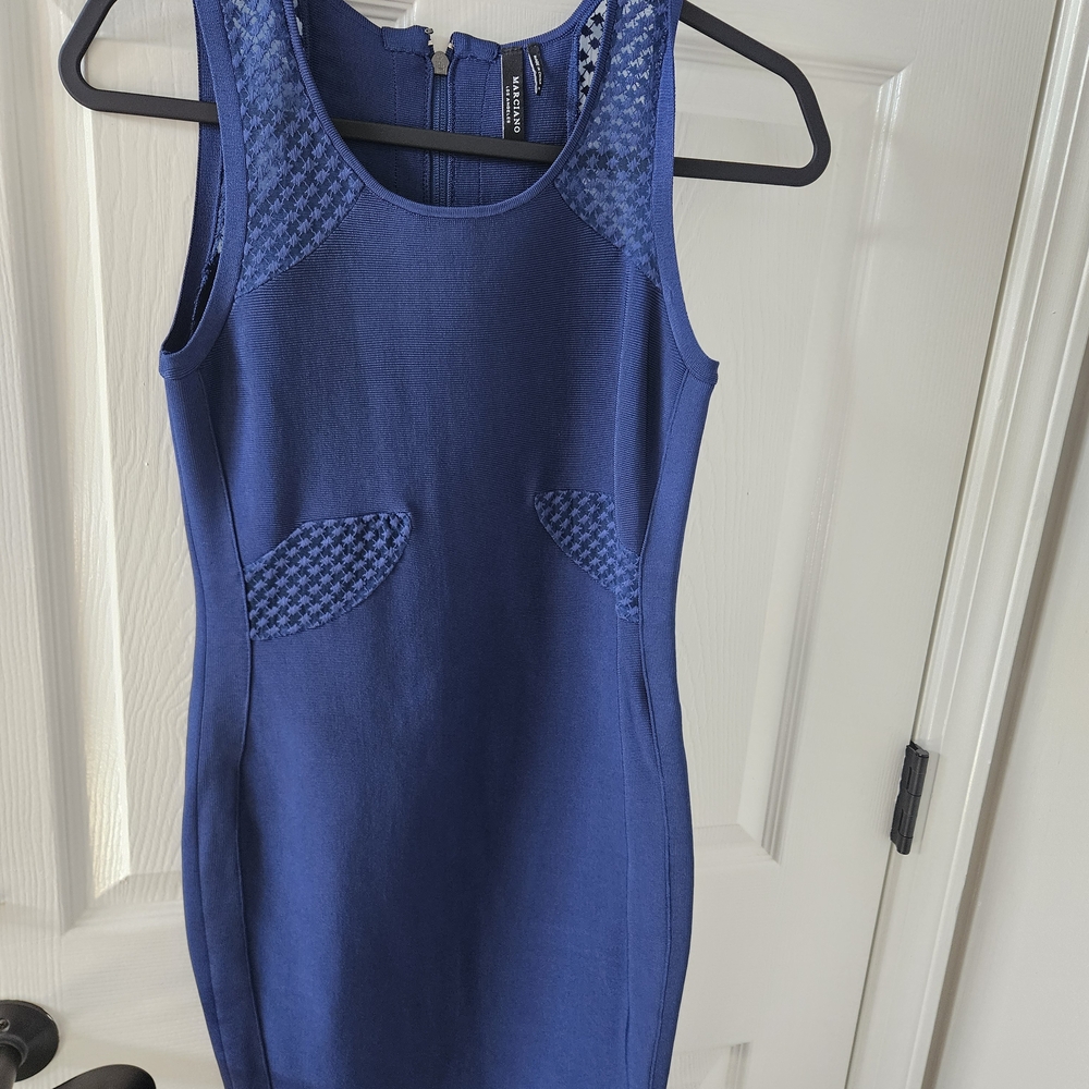 Marciano Royal Blue Textured Mini Dress